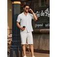 thumbnail image 2 of Coshow Men's Short Sleeve Shirts Button Down Casual Shirt Fashion Textured Summer Beach Top, 2 of 5