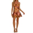 thumbnail image 2 of VESTIDO DE VERANO FLORAL SIN MANGAS CON TIRANTES ESPAGUETIS CUELLO CUADRADO PARA MUJERES L Rojo ladrillo, 2 of 6