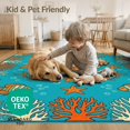 thumbnail image 4 of ODIKA 2'x3' Washable Accent Rug Pet Friendly, Bedside Mat Creature Coral Reef Border Motif Turtle Fish Motifs Ocean Octopus Refined for Bedroom, Nursery, RV, 4 of 7