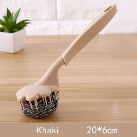 

Long Handle Pot Brush Steel Ball Scrub Brush Kitchen Home Cleaning Cooking