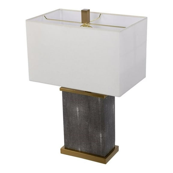 Maklaine Transitional Table Lamp with Shade in Black / White / Gold