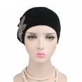 thumbnail image 5 of Prolriy Turbans for Women, Women's Elegant Soft Velvet Turban Beanie with Beaded Flower Hat Chemo for Cancer Hair Loss Ladies Head Scarf for Women's Hair Black, 5 of 5