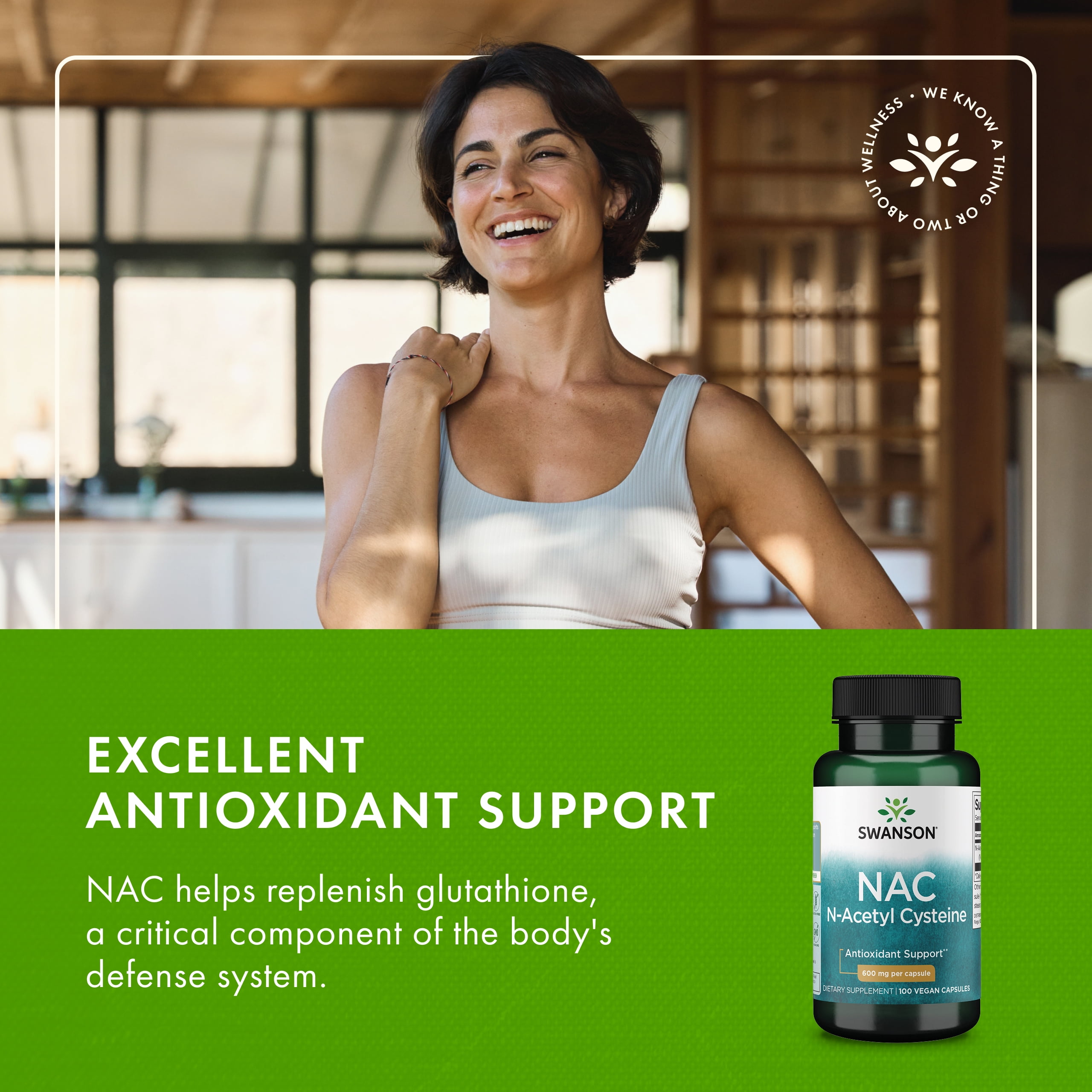 Swanson NAC - N-Acetyl Cysteine - Supplement 600 mg 100 Capsules (2 Pack)