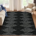 thumbnail image 2 of Garvee 9x12 Washable Area Rugs Modern Solid Rug, Non-Slip Striped Geometric Rug Stain-Resistant Contemporary Rug Carpet for Living Room Bedroom Dining Room, Black, 2 of 8