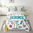 thumbnail image 2 of Manfei Kids Chemistry Twin Bedding Sets 7-Piece, White Black Graffiti Bedding Comforter Set, Cartoon Science Theme Reversible Sheet Sets, Microfiber Bedroom Decor, 2 of 7