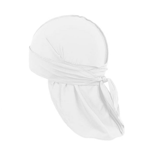 Pack of 3 Durags Headwrap for Men Waves Headscarf Bandana Doo Rag Tail (White)