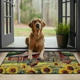 thumbnail image 4 of Pratyus Sunflowers Rooster Indoor/Outdoor Welcome Mat, Anti-Slip Recycled Rubber Back, Burlap Felt Top, All-Season Use, 4 of 6