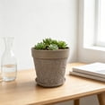 thumbnail image 5 of Large Faux Ceramic Embossed Planter with Sturdy Plastic Construction and Removable Tray, Modern Plant Pot for Flowers, Greenery, and Home Garden Decoration., 5 of 6