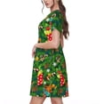 thumbnail image 2 of Sikiie Cute Christmas Stocking Bear Print Women's Short-sleeved Dress, Round Neck Slim Knee-length Dress, Summer Clothing Suitable for Daily Leisure and Vacation, 2 of 6