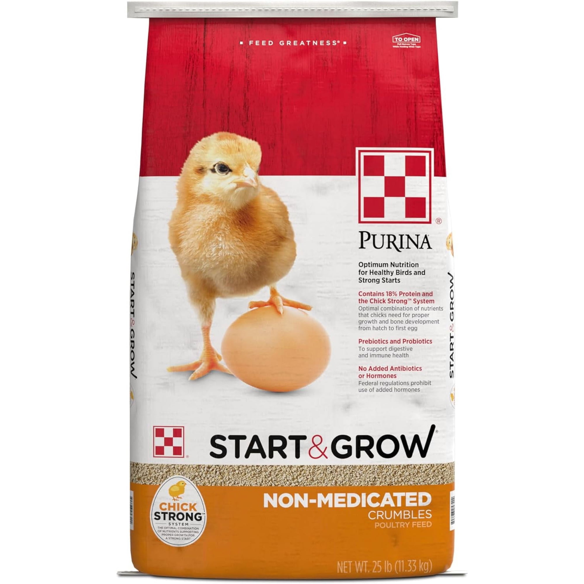 Purina Start & Grow Non-Medicated Chick Feed Crumbles, Chick Starter Feed, Baby Chick Food, 25 lbs