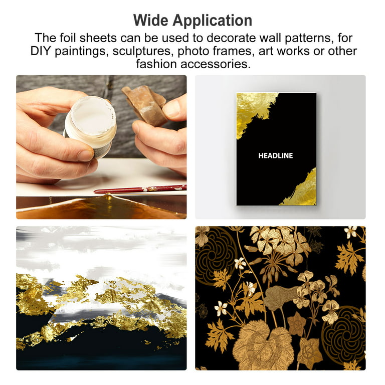Gold Leaf Foil Sheet, Dark Golden Leaf Papers, 5.3 x 5.1inch for Art  Decoration, Sculptures, Painting, Pack of 100 