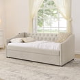thumbnail image 5 of LiviNest Twin Daybed for Small Apartments: 3-in-1 Pull-out Extendable Bed with Dual USB Charging - Space-Saving Sleeper Sofa for Guest Room & Home Office - Beige Upholstery with Button-Tufted Back, 5 of 6