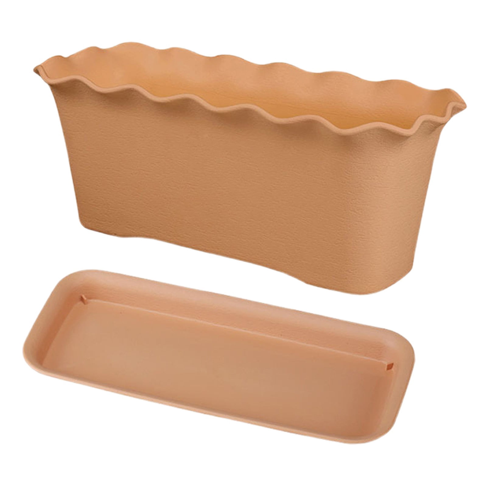 Window Box Planters Pots Rectangular Indoor Outdoor Planter With Drainage Tray Wave Edge Windowsill Planter For Herbs Vegetables Flowers Balcony Garden Home Decor Small Medium Planter Flower Pot