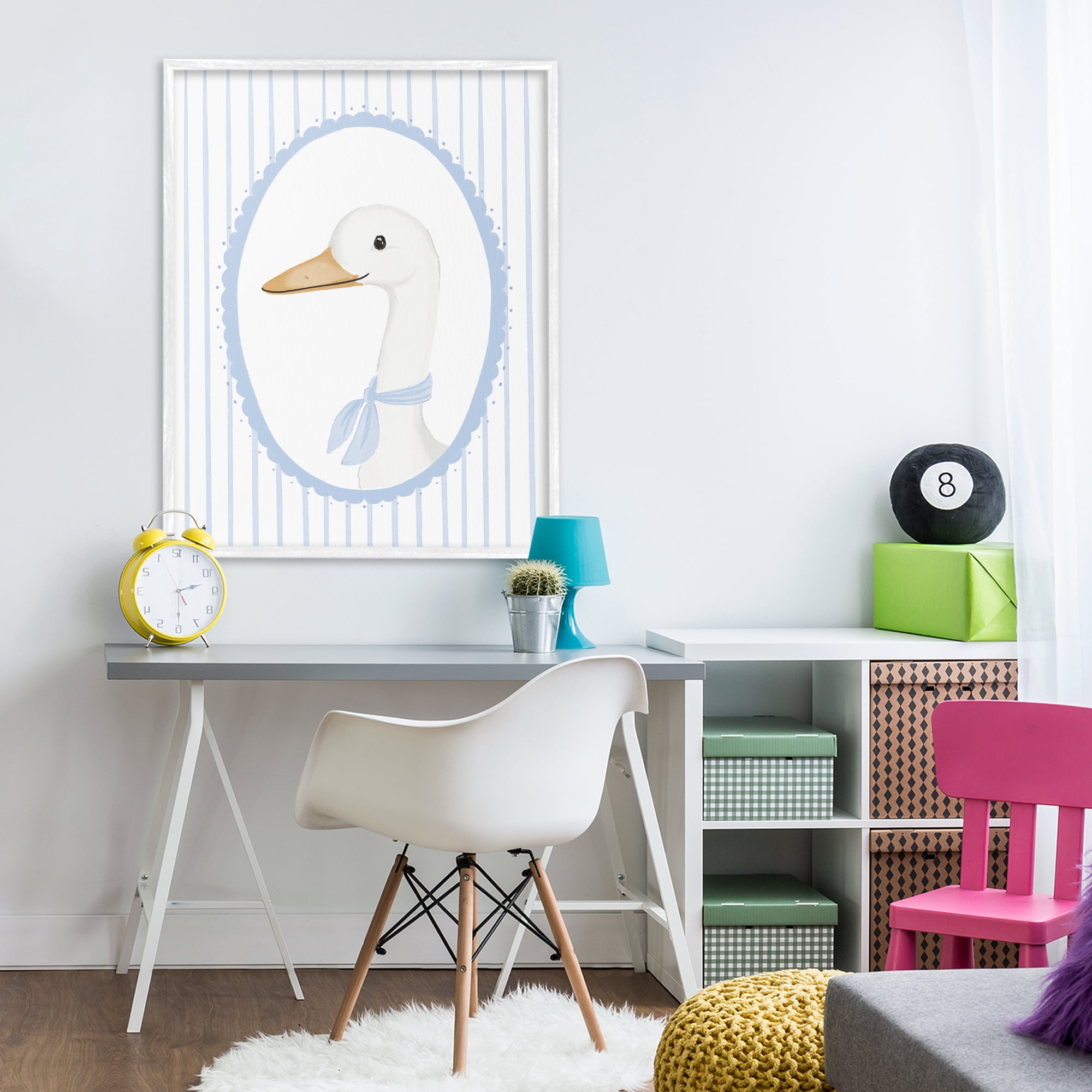 Stupell Industries Dainty Bordered Duck White Framed Giclee Art, design by Cherrywood Lane