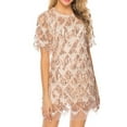 thumbnail image 3 of Women's Black Tassel Sequin Short Sleeve Party Dress - Elegant, Loose Fit, Sexy, Round Neck, Sequins Embellishment - S-XL Sizes, 3 of 5