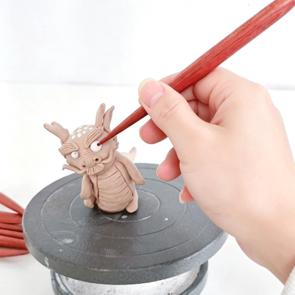 Giaone 7Pcs Professional Pottery Sculpting Tool Wooden Clay Modeling Tool Set For Ceramic Clay Carving Engraving Polishing