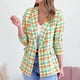 thumbnail image 5 of ICHUANYI Liquidación Mujer Traje de Negocios Estampado de Celosía Manga Larga Cardigan Top Chaqueta Abrigo ICHUANYI WER202308253640, 5 of 7