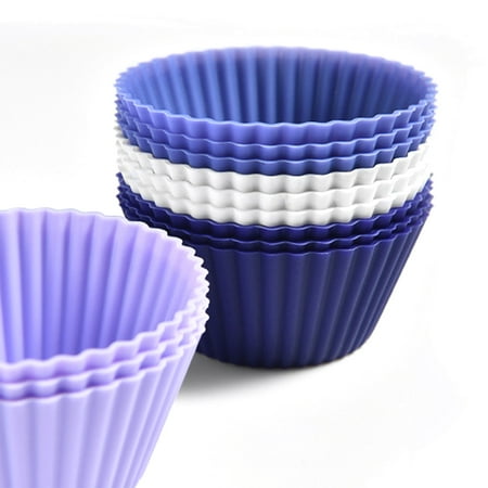 

Reusable Silicone Baking Cupcake Moulds Cupcake Moulds Silicone Baking Moulds Muffin Moulds BPA-Free Silicone Baking Mat for Making Cupcake Pudding Ice Cream Pack of 24 Purple