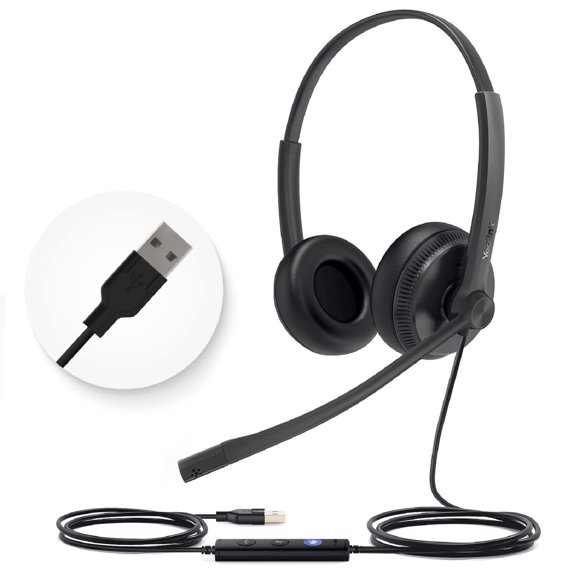 Auriculares USB Yealink UH34 con micrófono estéreo con cable para PC/teléfono