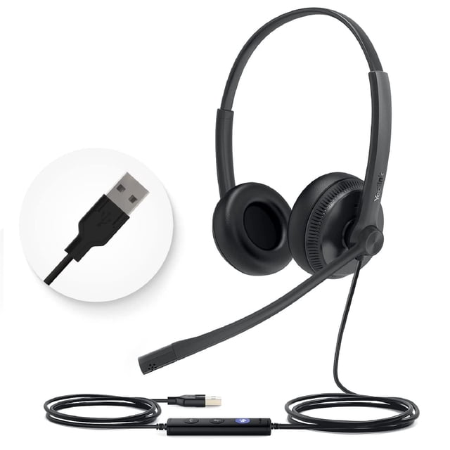 Auriculares USB Yealink UH34 con micrófono estéreo con cable para PC/teléfono