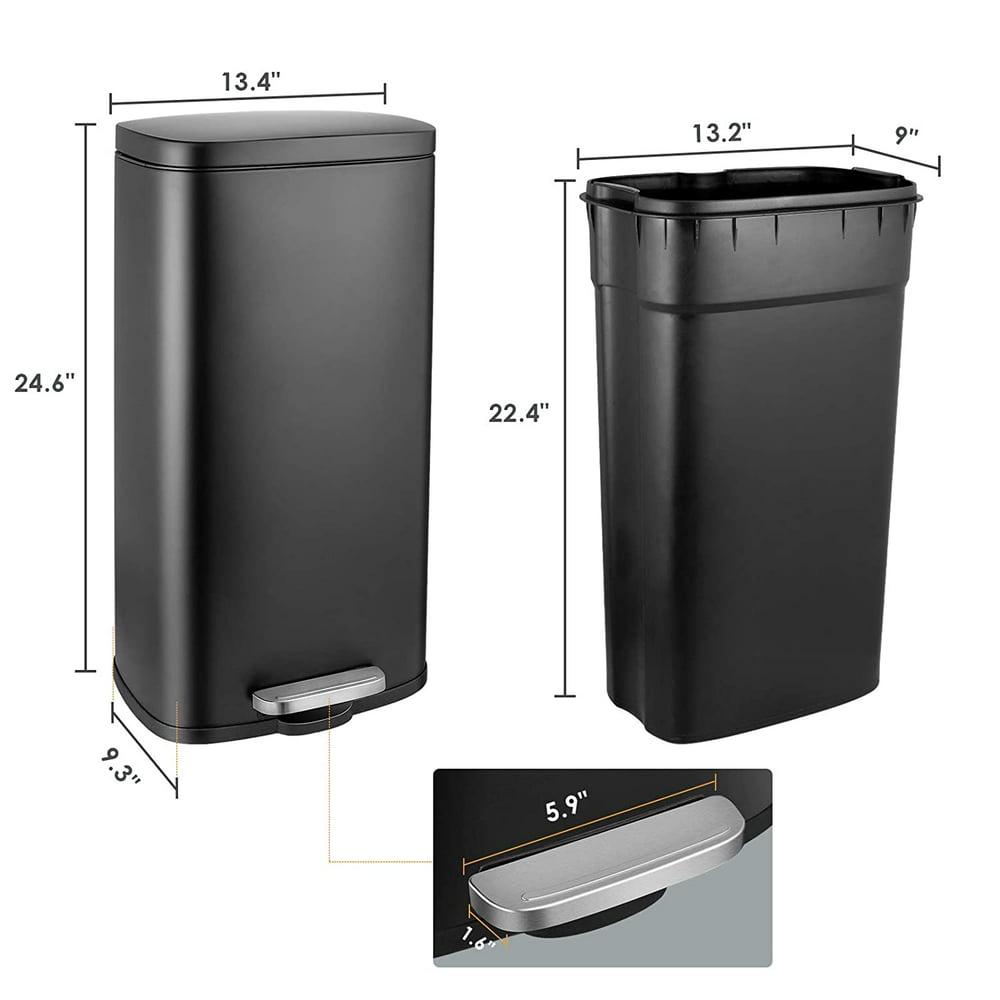 Hembor 8 Gallon Stainless Steel Step Trash Can Kitchen Garbage Bin With 021