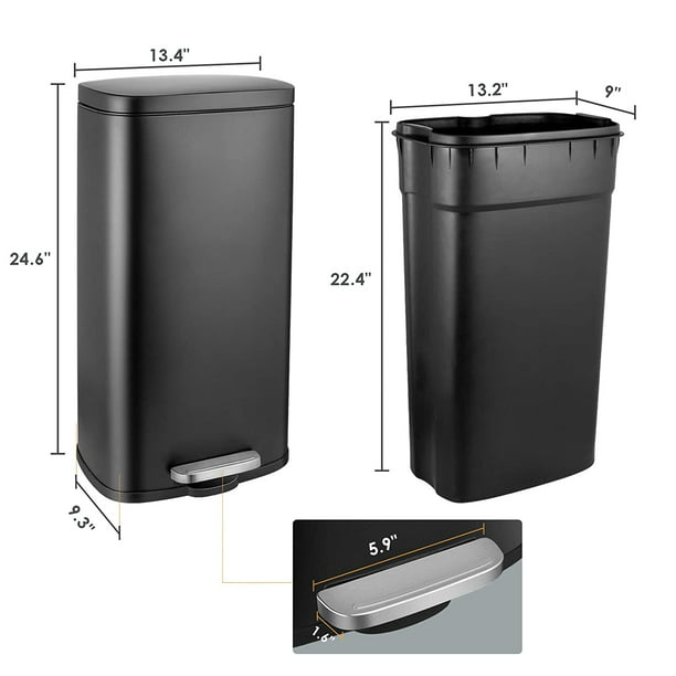 HEMBOR 8 Gallon Stainless Steel Step Trash Can Kitchen Garbage Bin with ...
