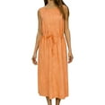 thumbnail image 3 of Lenago Dresses for Women Solid Color Sleeveless Dress Zipper Round Neck Stripe Linen Dress Summer Shirt Dress, 3 of 9