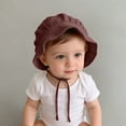 thumbnail image 2 of Xijirk Baby Ruffled Brim Sun Hat Soft Organic Upf 50 Plus with Adjustable Chin Strap Gentle Cozy Headwear for Outdoor Play and Beach Travel,Brown,6 Months-2 Years, 2 of 5