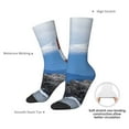 thumbnail image 4 of Daiia Lighthouse On The Waters Print Crew Socks – Soft Breathable Long Socks for Men & Women, Moisture-Wicking & Comfortable Daily Wear Socks, One-Size Fits Most (US 5-11), 4 of 6