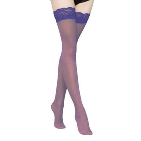 Guaber Sock Women Silk See Through Thigh High Stockings Flower Lace Top Over Knee Long Socks Tights Lingerie Hosiery for Valentines