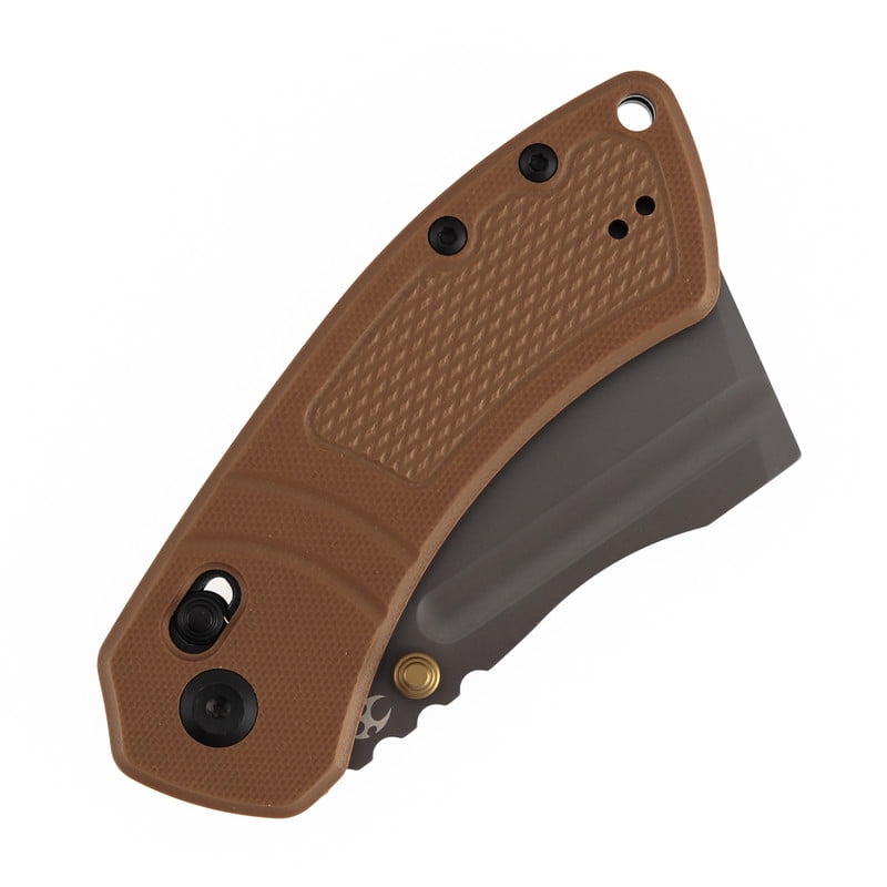 Kansept Korvid V Folding Pocket Knife 2.91" Gray Ticn Coated D2 Blade,Brown G10 with Diamond Pattern,TE2030V4