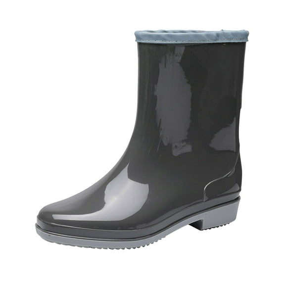 jovati Fashion Mid-tube Rain Boots Ladies Pvc Non-slip Rain Boots Water Shoes Woman Rubber Shoes