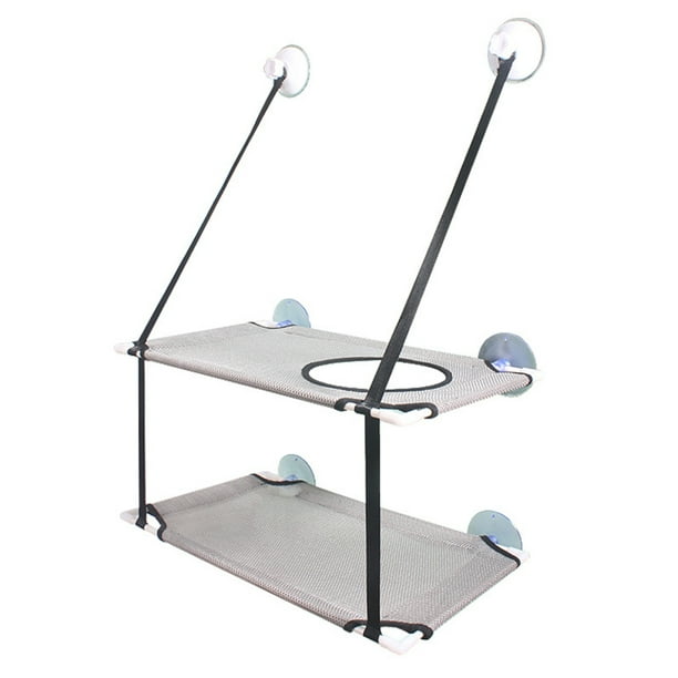 Hamaca para ventana con asiento para gatos que ahorra espacio, cama para gatos montada en la ventana, percha de seguridad duradera para gatos con ventosas, adecuada para gatos grandes y