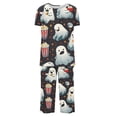 thumbnail image 5 of Jamicy Pyjamas d'Été pour Femmes 2024 Ensemble de Pyjama Décontracté à Col Rond Imprimé Boutonné pour Halloween, 5 of 5