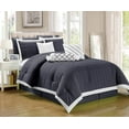thumbnail image 2 of Legacy Decor 9 pc Pleated Microfiber Comforter Set, Dark Grey and White Color, Full Size, 2 of 6