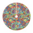 thumbnail image 2 of Halloween Christmas Tree Skirt - Colored Paisley 30 Inches Christmas Tree Skirt for Halloween Holiday Indoor Home Christmas Tree Decorations with Three Ribbons, 2 of 7