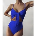 thumbnail image 2 of Plus size Swimsuits Women Solid Lace Bikini Set Push Up Swimsuit Beachwear Padded Swimwear Blue S(S), 2 of 7