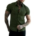 thumbnail image 2 of Men's Muscle Dress Shirts Slim Fit Stretch LongShort Sleeve Casual Button Down Shirt, 2 of 5