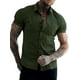 thumbnail image 1 of Sunloudy Camisa casual para hombre, color sólido, manga corta, cuello de solapa, ajuste delgado, tops de ocio con botones Sunloudy moda, 1 of 5