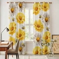 thumbnail image 5 of Kitchen Curtains 84 Inch Length 2 Panels, Golden Gray Chrysanthemum Grommets Window Treatment Curtain, Farmhouse Bees Floral Rustic Thermal Curtains Drapes for Living Room/Bathroom, 5 of 9