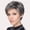 Gray, variant on Aged gray-white short curly wig | Side-parted high-temperature silk wig with oblique bangs | Natural | Comfortable and breathable | Suitable for daily wear