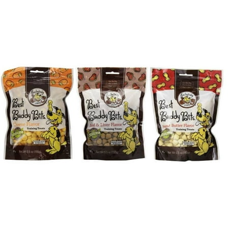 3-Flavor Exclusively Dog Variety Bundle Best Buddy Bits All-Natural Training Treats in Cheese, PB, and Beef & (Best Buddy Bits Cheese)