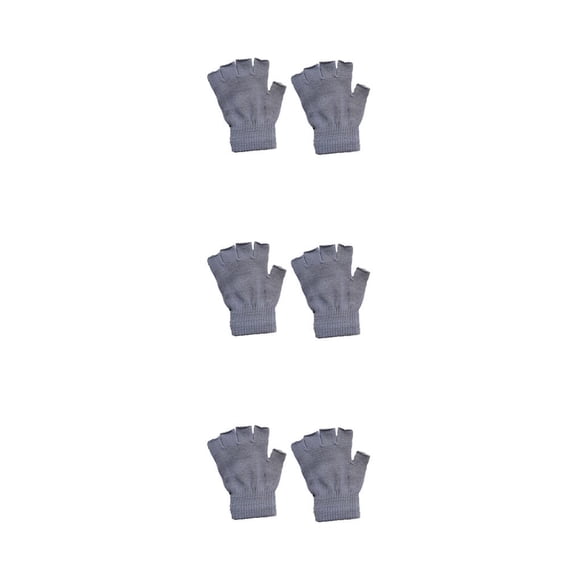 Minnieouse 1 par de guantes sin dedos tejido artesanal guante de medio dedo mujeres hombres cómodo tejido calentador de manos para exteriores gris claro Type1 NO1 Minnieouse CBP338824