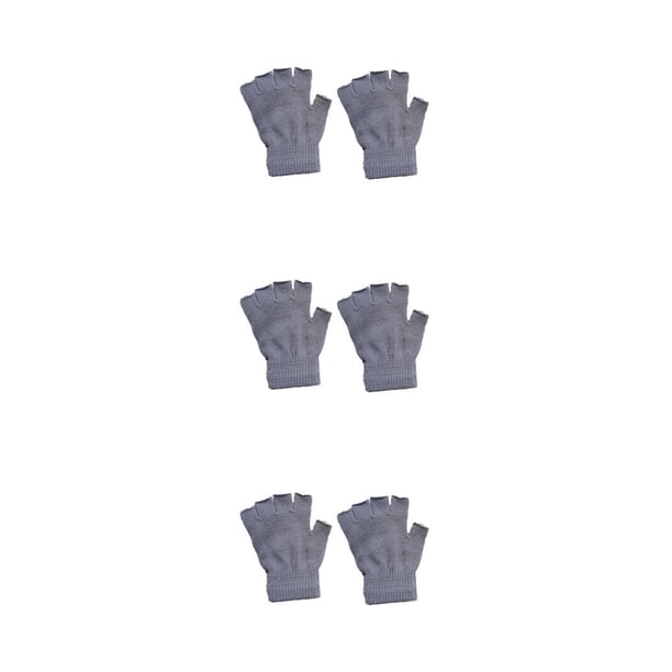 Minnieouse 1 par de guantes sin dedos tejido artesanal guante de medio dedo mujeres hombres cómodo tejido calentador de manos para exteriores gris claro Type1 NO1 Minnieouse CBP338824