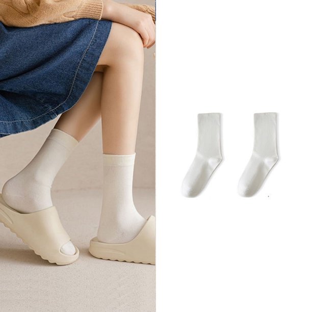 Calcetines blancos de mujer hasta la mitad de la pantorrilla, calcetines de otoño e invierno sin hueso, calcetines de confinamiento, calcetines de tubo largo, calcetines de tubo alto japoneses