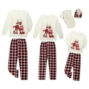 hirigin Christmas Family Pajamas, Cartoon Elk Plaid Pattern Clothing