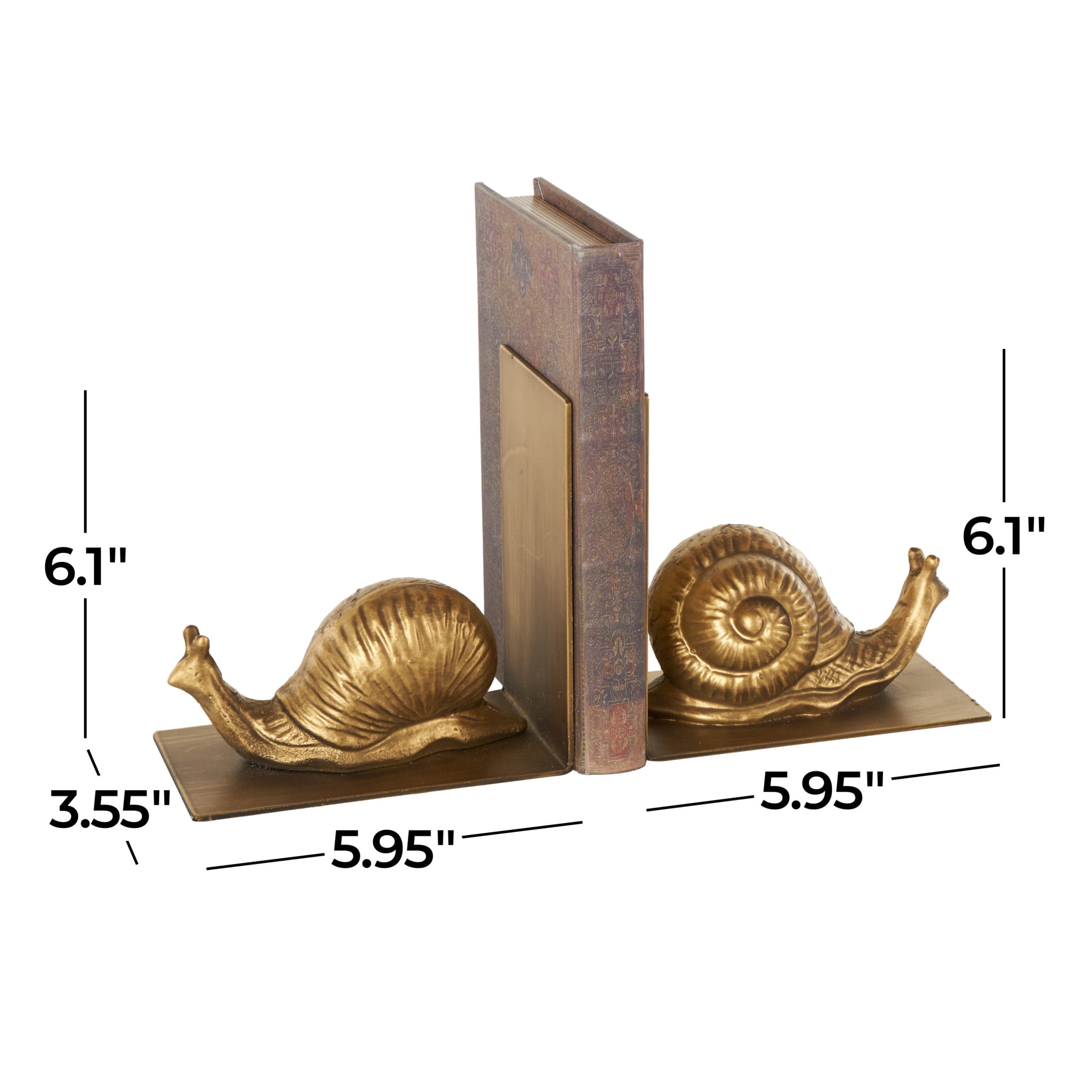 DecMode 6" Crawling Snail Metal Bookends (Set of 2)