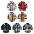 thumbnail image 5 of Usaibhir Toddler Boys' Girls' Flannel Plaid Shirt Outerwear Jackets Button Down Long Sleeve Jacket Lapel Shacket Coat Tops Casual Fall Winter Clothes for 6M-12Y, 5 of 5