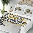 thumbnail image 3 of Ambesonne Emoji Fitted & Top Sheet Set with Shams, Happiness Saying Graffiti Art, Dark Grey Mustard and White, 3 of 5