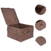 Shelf Baskets with Lid Storage - Woven Hyacinth Organizer